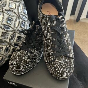 INC International Concepts Women's Black Rhinestone Sneakers